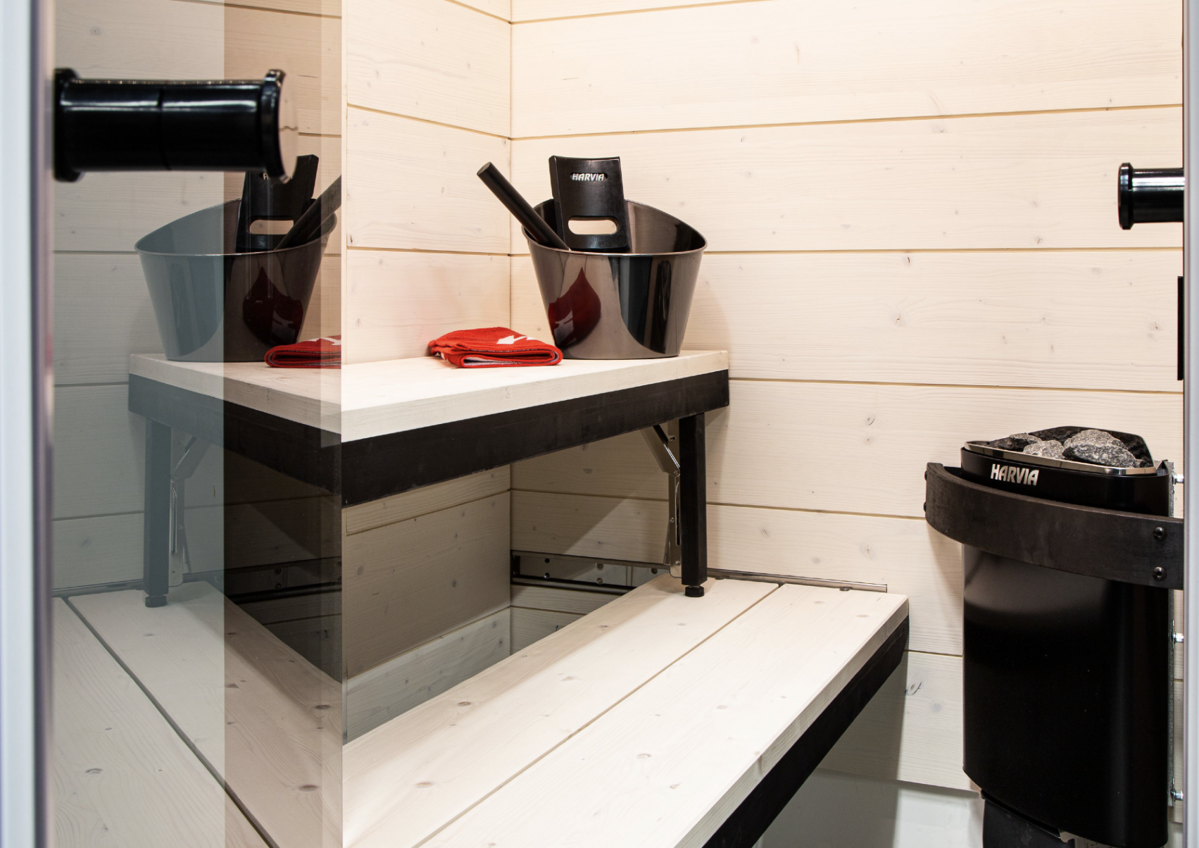 Sauna pieghevole SmartFold 2.0 con secchio e riscaldatore.