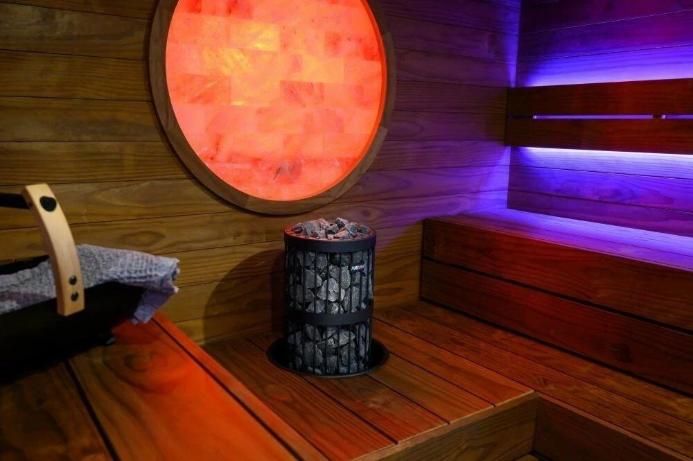 Riscaldatore elettrico per sauna Harvia Legend con pietre e luce circolare