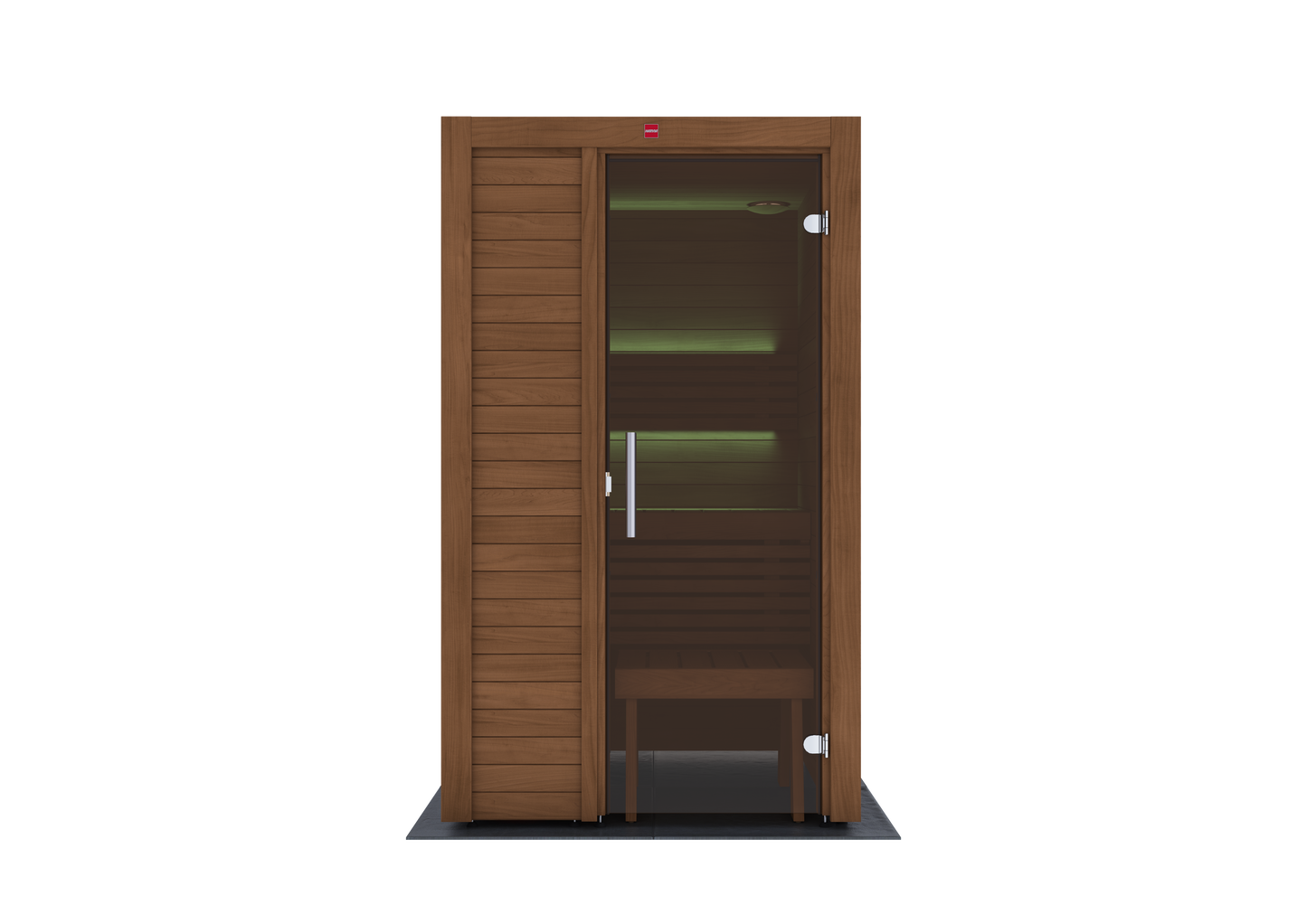 Sauna in legno Utu con porta in vetro