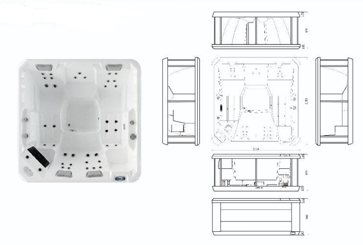 Idromassaggio da esterno Jacuzzi Hydra 215 in bozzetto artistico.