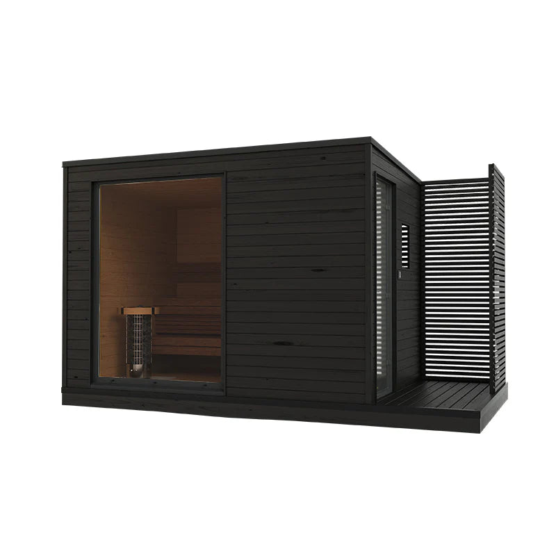 Sauna elettrica esterna KUUT L con porta in vetro.