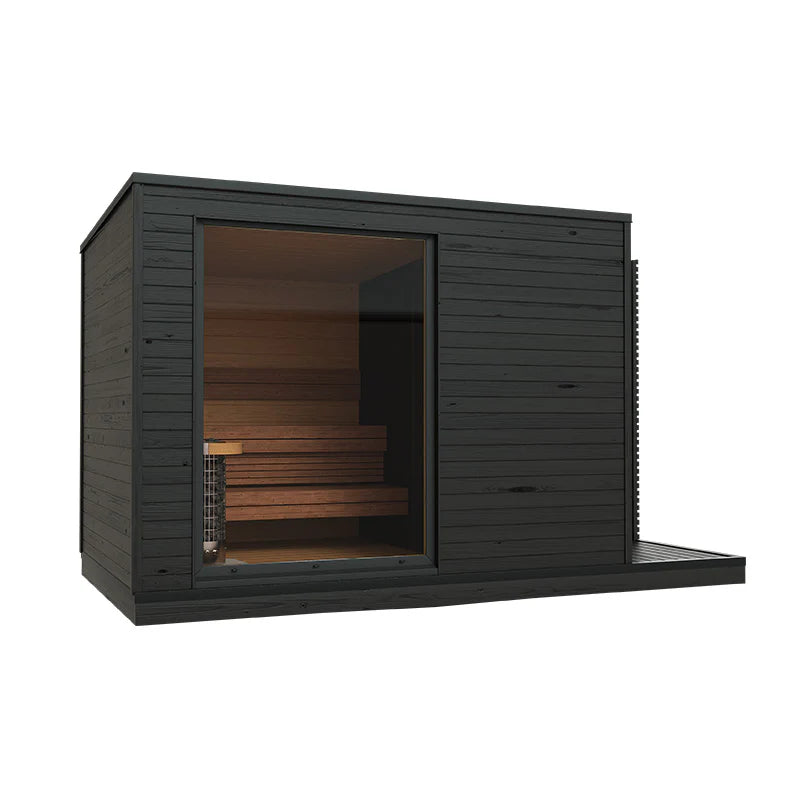 Sauna elettrica da esterno KUUT L dal design moderno e robusto.