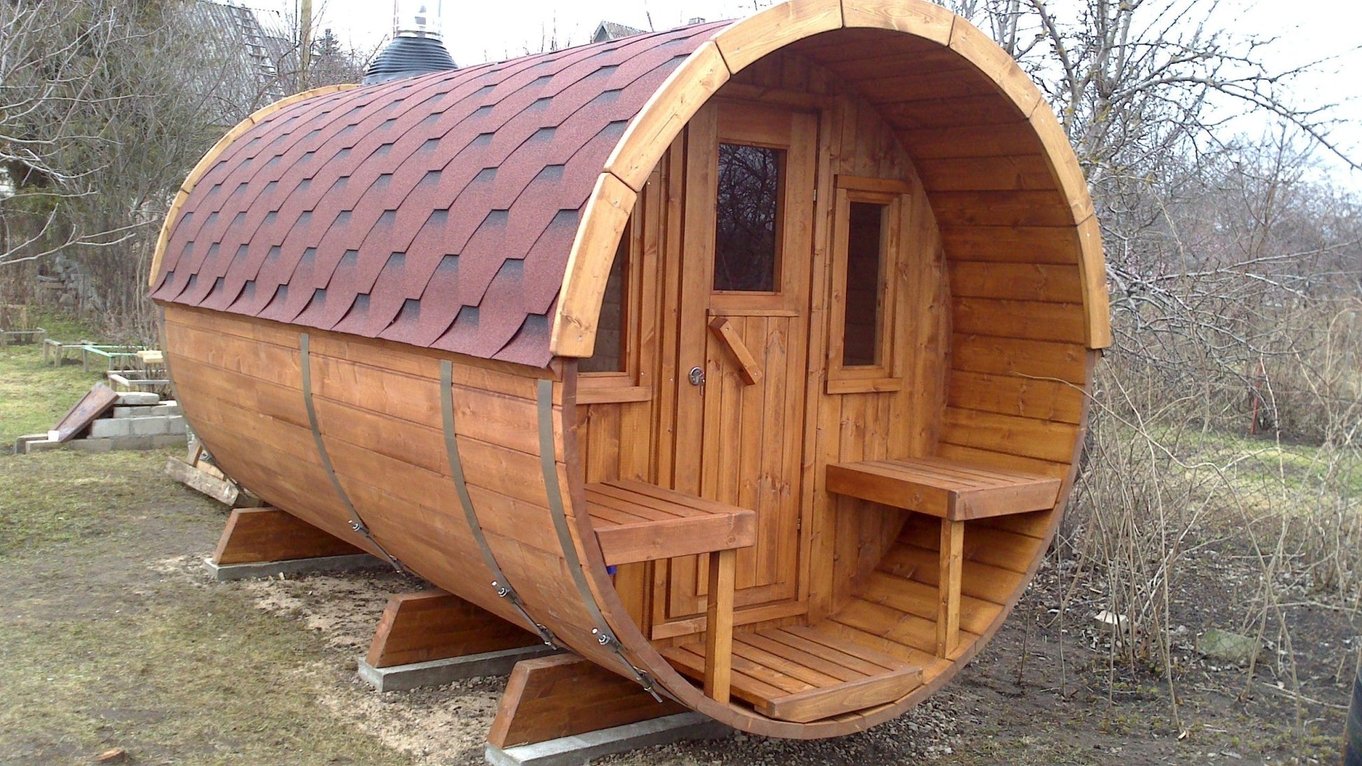 Saunamo Sauna in legno a forma di botte Barrel 400.