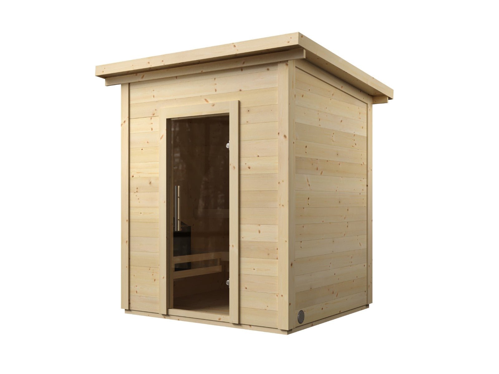 Saunamo Box - Sauna in legno con porta in vetro.