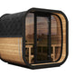 Moderna sauna Cube 220 con porta in vetro e panca.