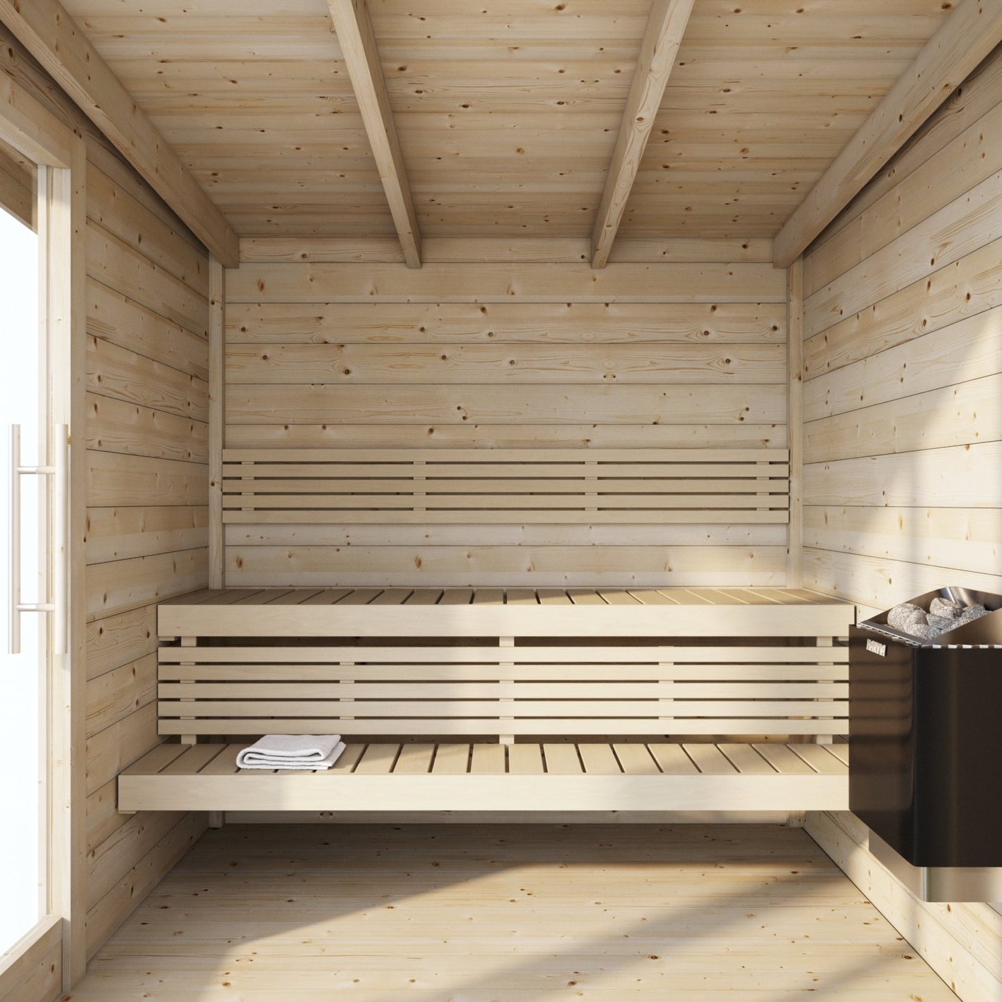 Saunamo Sauna in legno con panche e riscaldamento, Deluxe.