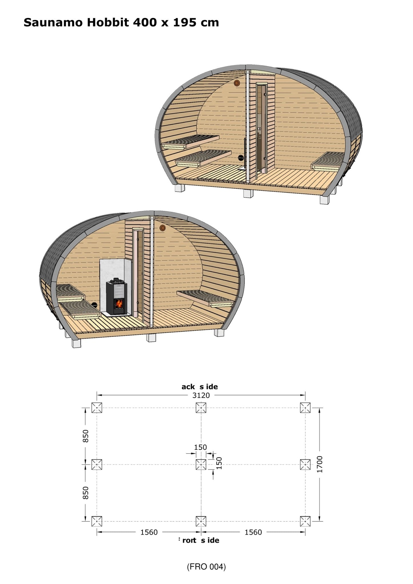 Saunamo Sauna esterna design Hobbit 195 in legno