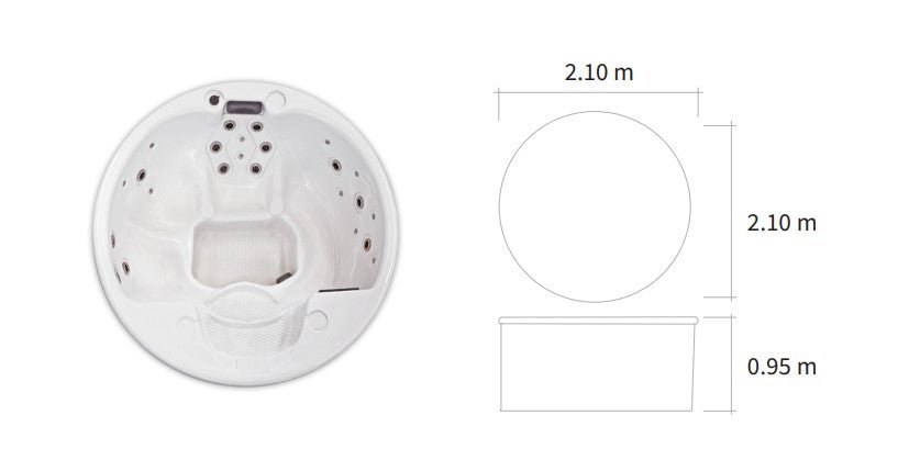 Saunamo Vasca da bagno Serena 210 dal design moderno e dal diagramma.